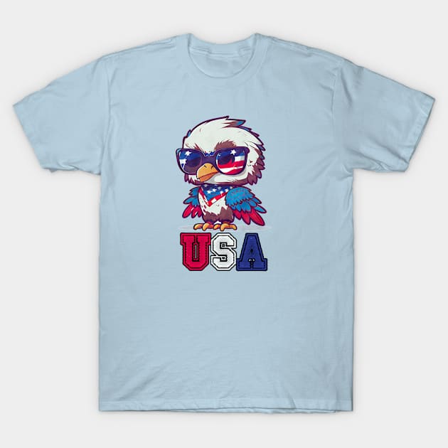 Cute Patriotic Eagle Embodying American USA Pride T-Shirt by Contentarama